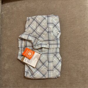 Simms Men's Plaid Button-Down Shirt in Light Gray and Blue